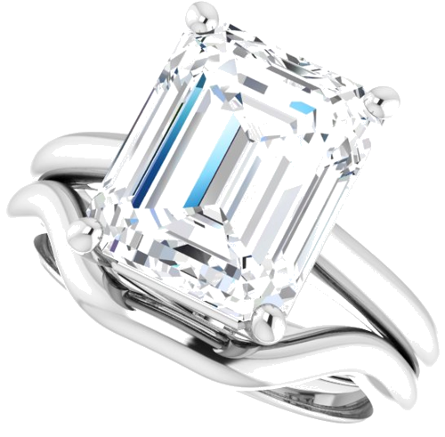 Sužadėtuvių Žiedas „V-End Prong“ 14k white gold Emerald 11mm x 9mm (8)