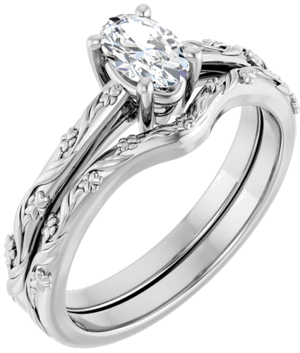 Sužadėtuvių Žiedas „Solitaire“ 14k white gold Oval 6mm x 4mm (6)