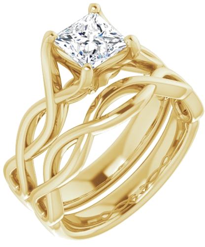 Sužadėtuvių Žiedas „Solitaire Rope“ 14k yellow gold Square 5.5mm (6)