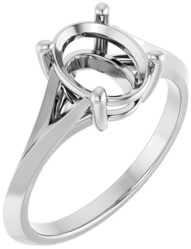Sužadėtuvių Žiedas „Solitaire Split Shank“ 10k white gold Oval 9mm x 7mm (1)