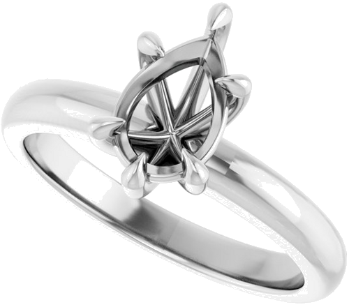 14K White 9x6 mm Pear Solitaire Engagement Ring Mounting (5)