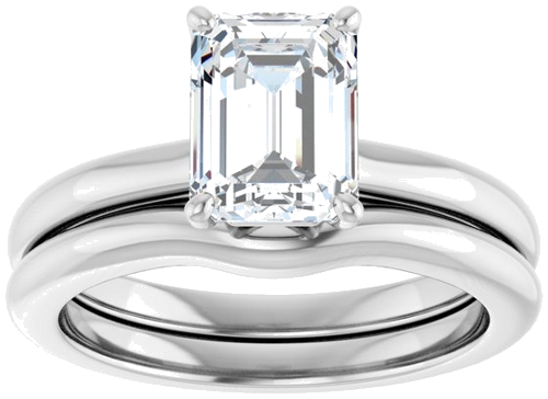 Sužadėtuvių Žiedas „Solitaire“ 14k white gold Emerald 8mm x 6mm (8)