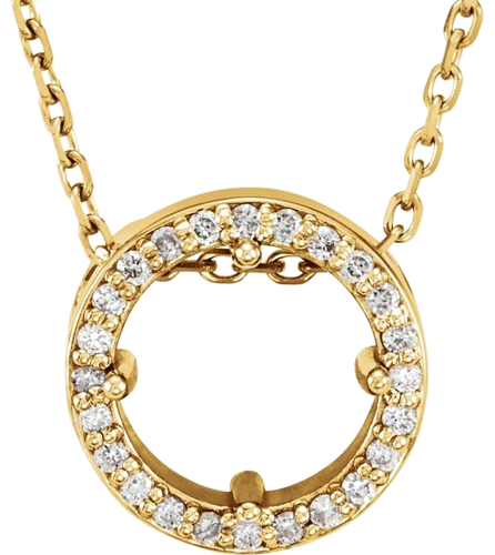 14K Yellow 6.5 mm Round .06 CTW Natural Diamond Semi-Set 16  Necklace (1)