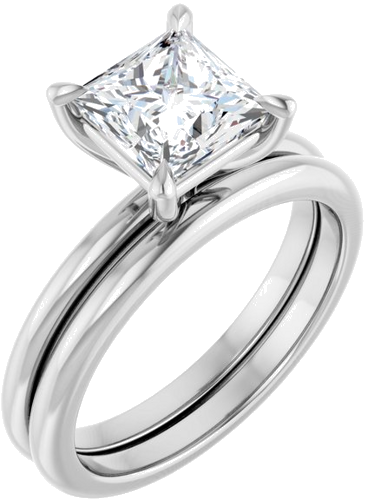 Sužadėtuvių Žiedas „Claw-Prong“ 14k white gold Square 6.5mm (6)