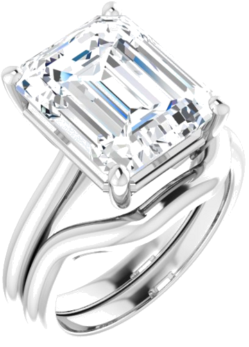 Sužadėtuvių Žiedas „V-End Prong“ 14k white gold Emerald 12mm x 10mm (6)