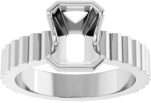 Sužadėtuvių Žiedas „Half-Bezel Solitaire“ 14k white gold Emerald 8mm x 6mm (3)