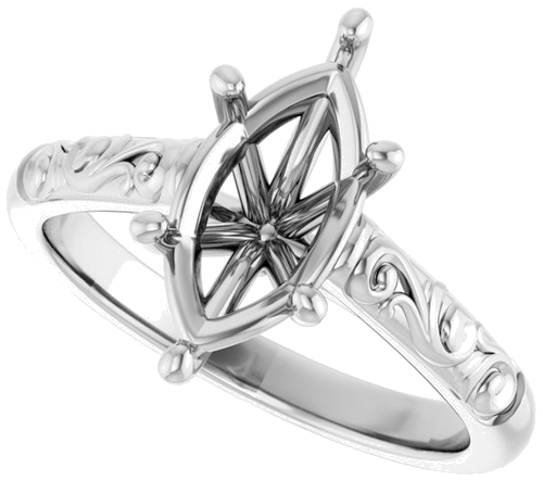 Sužadėtuvių Žiedas „Solitaire“ 14k white gold Marquise 12mm x 6mm (5)