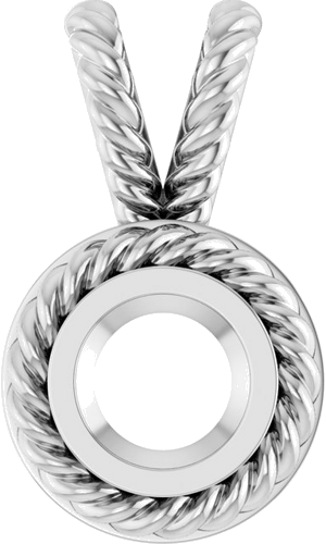 Pakabukas „Rope Bezel-Set Solitaire“ 14k white gold Round 4.4mm (1)