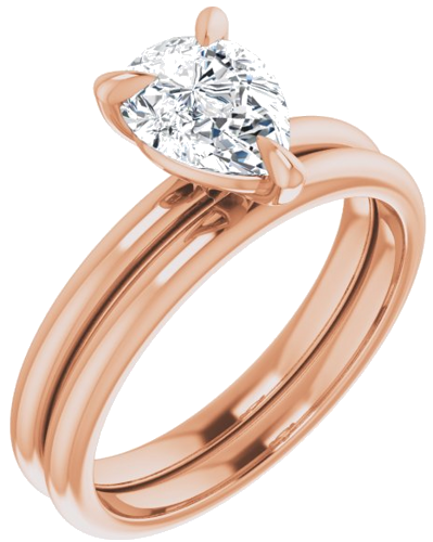 Sužadėtuvių Žiedas „Solitaire“ 14k rose gold Pear 8mm x 6mm (6)