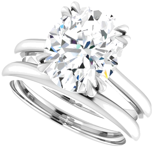 Sužadėtuvių Žiedas „Double Claw-Prong“ 14k white gold Oval 11mm x 9mm (10)