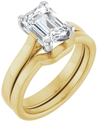 Sužadėtuvių Žiedas 14k yellow/white gold Emerald 8mm x 6mm (6)