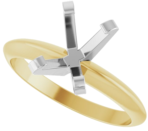 14K Yellow White 7x5 mm Emerald Solitaire Engagement Ring Mounting (5)