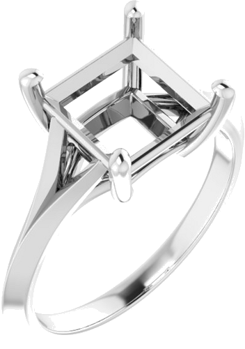 Sužadėtuvių Žiedas „Solitaire Split Shank“ 14k white gold Square 8mm (1)