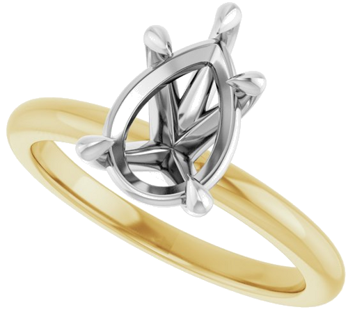 Sužadėtuvių Žiedas „Claw-Prong“ 14k yellow/white gold Pear 10mm x 7mm (5)