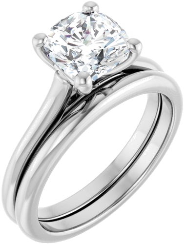 Sužadėtuvių Žiedas „Solitaire“ 585 Baltojo Aukso Cushion 7mm (6)