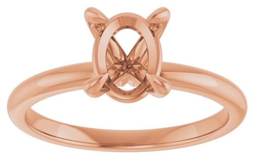 14K Rose  8x6 mm Oval Solitaire Engagement Ring Mounting (3)
