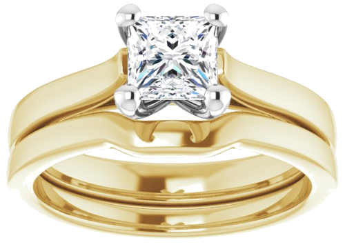 Sužadėtuvių Žiedas 10k yellow/white gold Square 5mm (8)