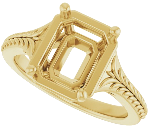 Sužadėtuvių Žiedas „Solitaire“ 14k yellow gold Emerald 9mm x 7mm (5)