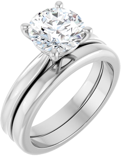 Sužadėtuvių Žiedas 14k white gold Round 8mm (6)