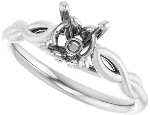 14K White  6.5 mm Round Solitaire Engagement Ring Mounting (5)