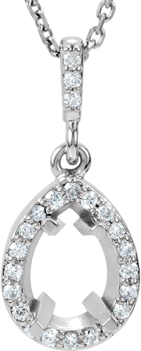 14K White 7x5 mm Pear 1 8 CTW Natural Diamond Semi-Set 18  Necklace (1)