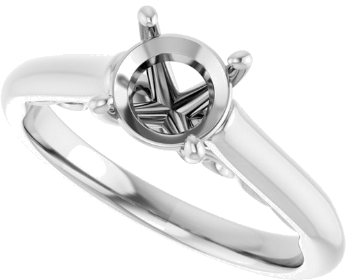 14K White  6.5 mm Round Solitaire Engagement Ring Mounting (5)