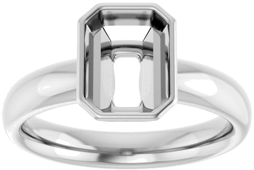 14K White 8x6 mm Emerald Engagement Ring Mounting (3)
