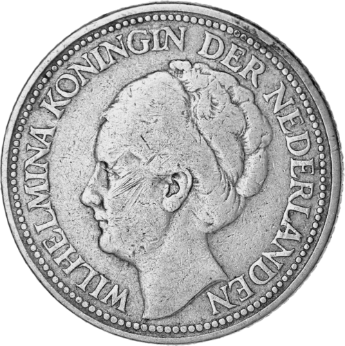 25 Cents Wilhelmina I (1926-1945) Netherlands silver coin (2)