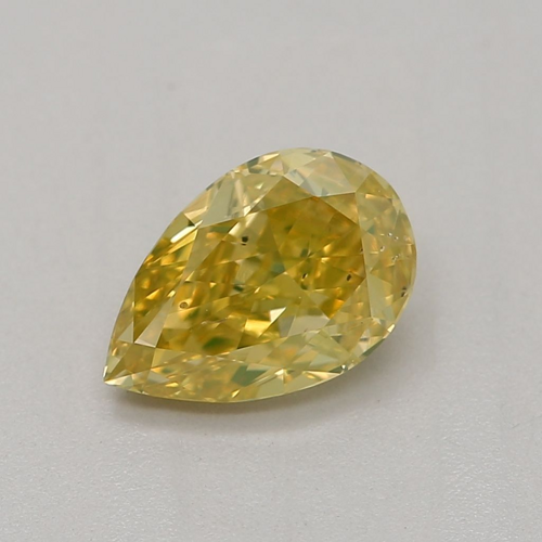 0.6 carat Fancy Intense Yellow-SI2 Natūralus Pear Deimantas (1)