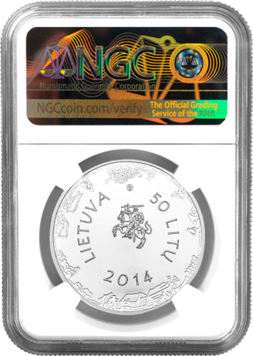 2014 Donelaitis Lithuania 50 litas silver coin PF 70 ULTRA CAMEO (2)