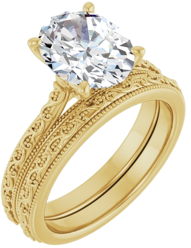 Sužadėtuvių Žiedas „Solitaire Sculptural“ 14k yellow gold Oval 10mm x 8mm (6)