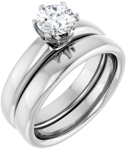 14K White 5.8 mm Round Engagement Ring Mounting (6)