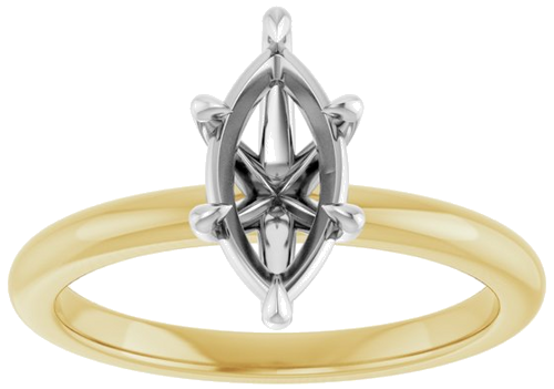 Sužadėtuvių Žiedas 585 Baltojo Ir Geltonojo Aukso Marquise 10mm x 5mm (3)