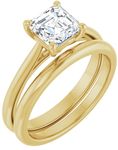 Sužadėtuvių Žiedas „Solitaire“ 14k yellow gold Asscher 6mm (6)