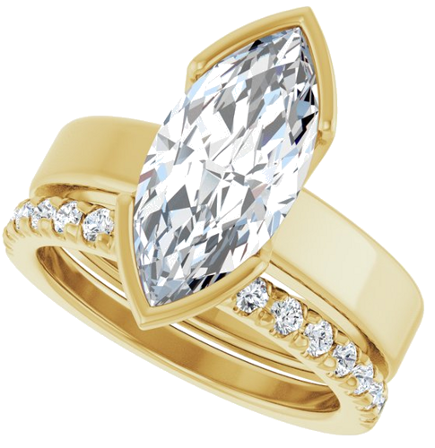 Sužadėtuvių Žiedas „Half-Bezel Solitaire“ 14k yellow gold Marquise 15mm x 7mm (10)