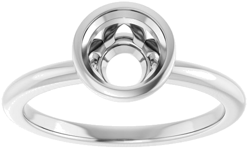 Sužadėtuvių Žiedas „Bezel-Set“ 14k white gold Round 6.5mm (3)