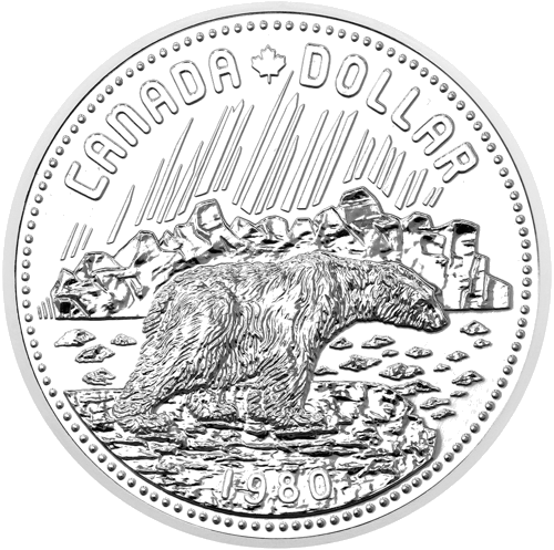 1 Dollar Arctic Territories 1980 Canada Elizabeth II Silver Coin (1)