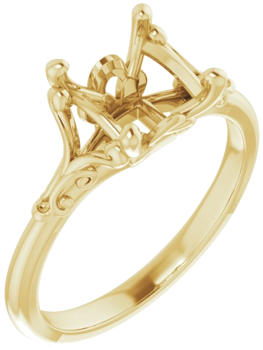 14K Yellow 6 mm Square Solitaire Engagement Ring Mounting (1)