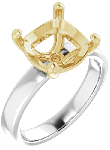 Sužadėtuvių Žiedas „Solitaire“ 14k white/yellow gold Cushion 10mm (1)