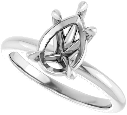 14K White 10x7 mm Pear Solitaire Engagement Ring Mounting (2)
