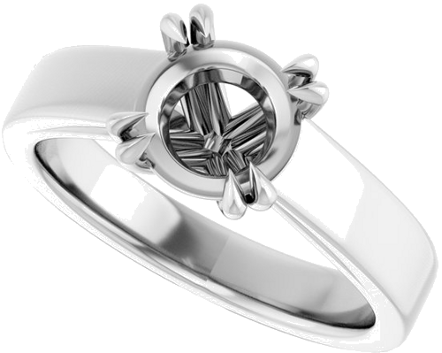 Sužadėtuvių Žiedas „Solitaire“ 585 Baltojo Aukso Round 7.4mm (5)