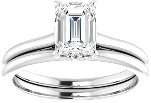 Sužadėtuvių Žiedas „Solitaire“ 14k white gold Emerald 7mm x 5mm (8)