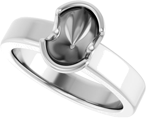 Sužadėtuvių Žiedas „Half-Bezel Solitaire“ 14k white gold Oval 8mm x 6mm (5)