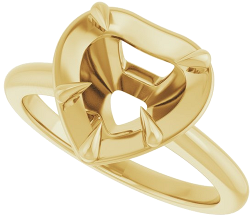 Sužadėtuvių Žiedas „Claw-Prong Solitaire Bezel-Style“ 14k yellow gold Heart 9mm (5)