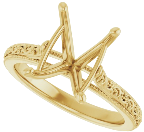 Sužadėtuvių Žiedas „Solitaire Sculptural“ 14k yellow gold Emerald 10mm x 8mm (5)