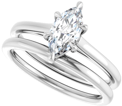 Sužadėtuvių Žiedas „Claw-Pong“ 14k white gold Marquise 9mm x 4.5mm (10)