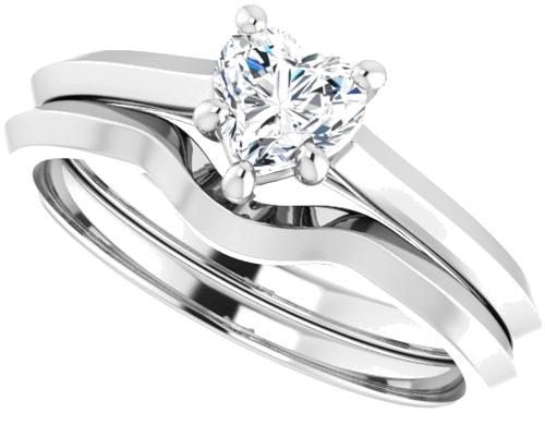 Sužadėtuvių Žiedas „Claw-Prong“ 14k white gold Heart 5mm (10)