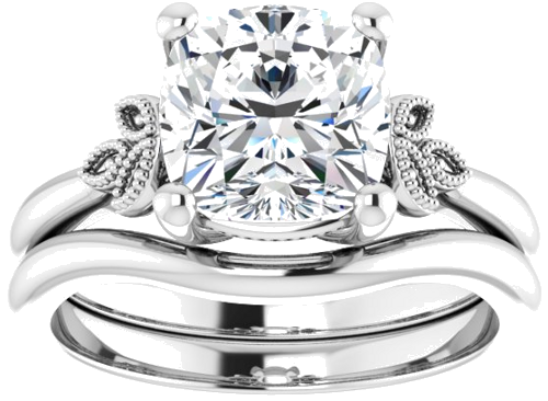 Sužadėtuvių Žiedas „Solitaire“ 14k white gold Cushion 8mm (8)