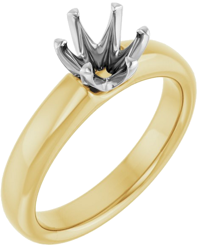 14K Yellow White 6.5 mm Round Engagement Ring Mounting (1)