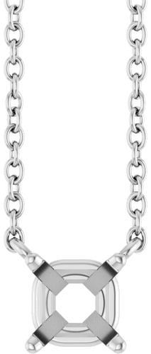 14K White 4 mm Square Solitaire 18   Necklace Mounting (1)